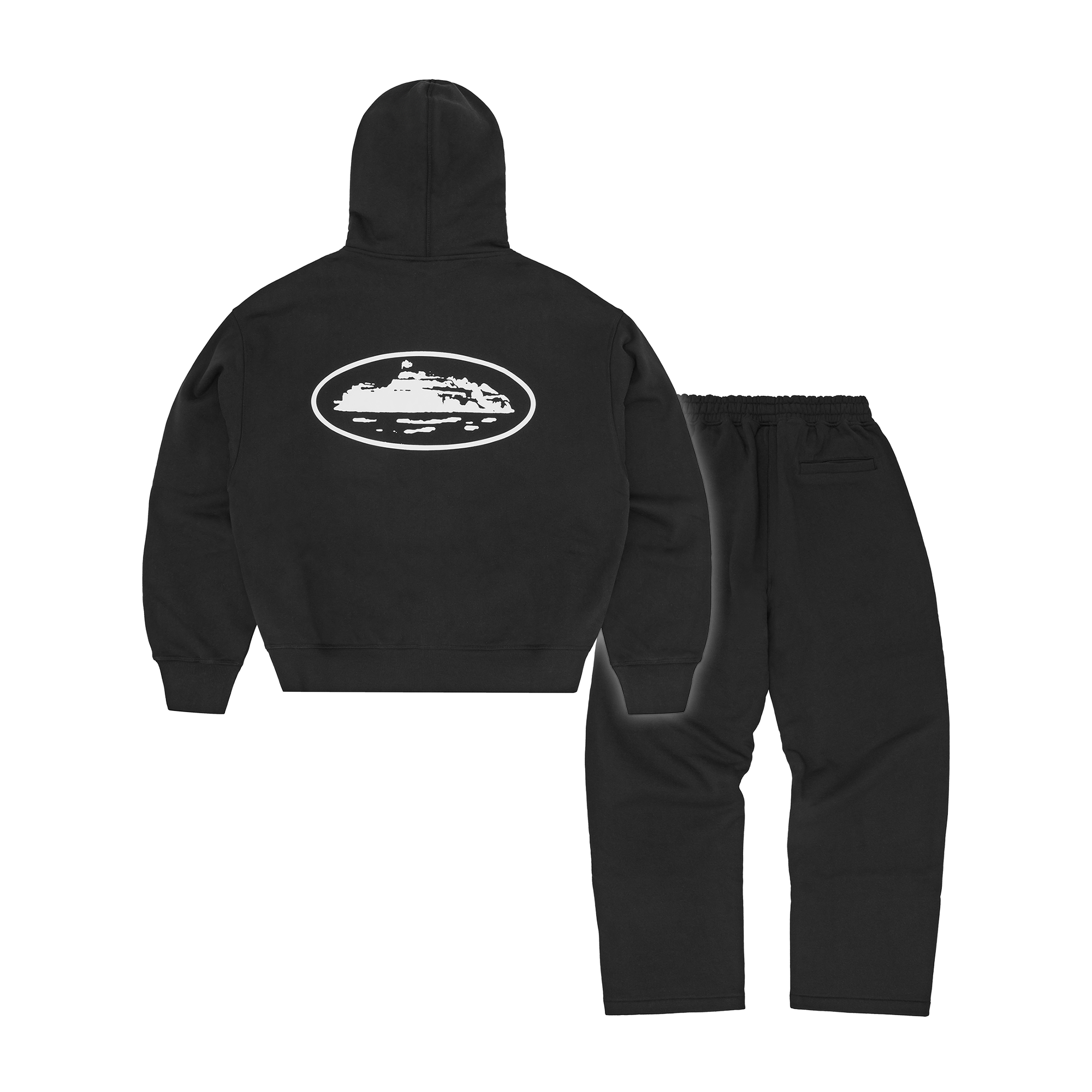 Corteiz Island Puff Print Tracksuit - Black back view