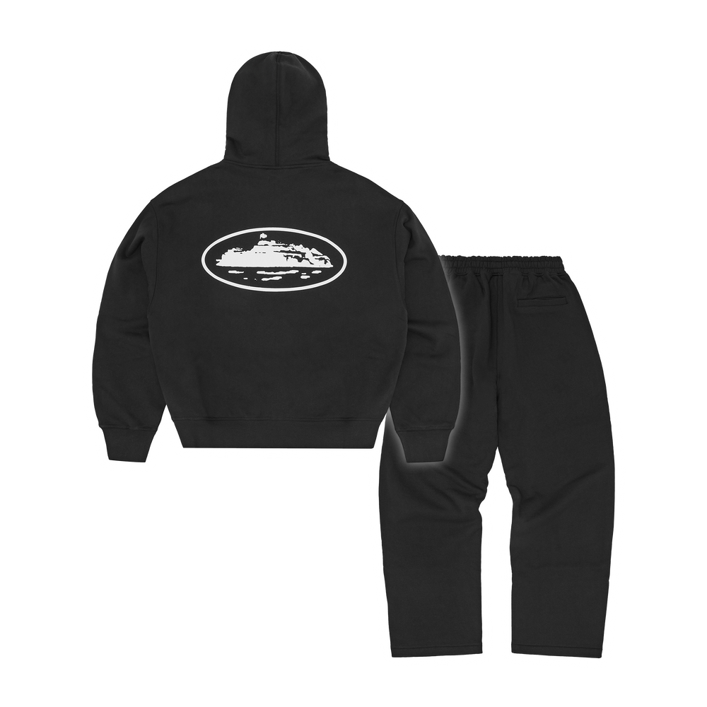 Corteiz Island Puff Print Tracksuit - Black back view
