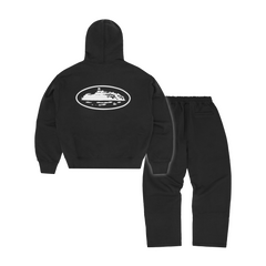Corteiz Island Puff Print Tracksuit - Black back view
