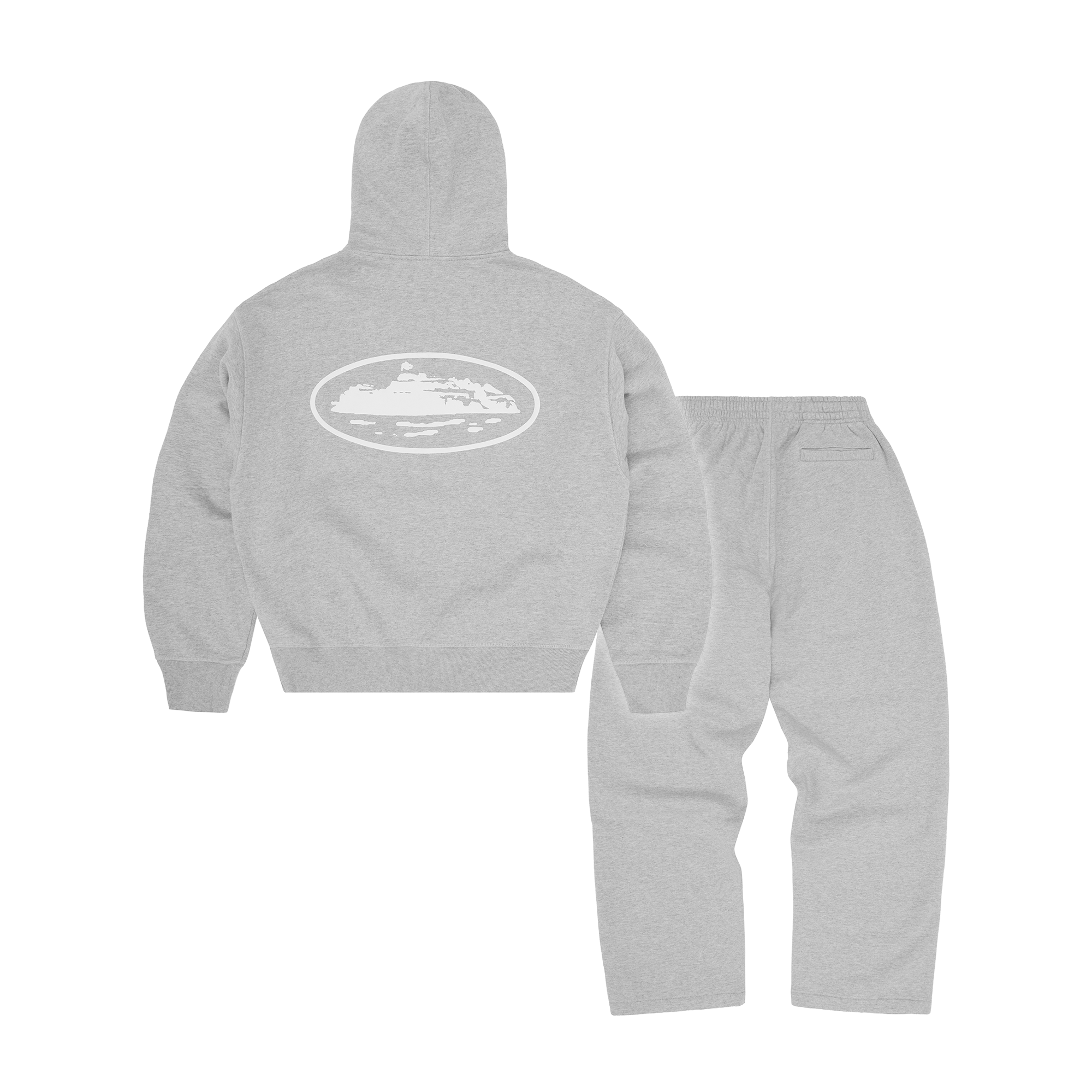 Corteiz Island Puff Print Tracksuit - Heather Grey back view