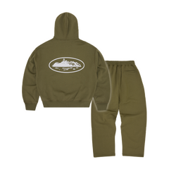 Corteiz Island Puff Print Tracksuit - Olive back view