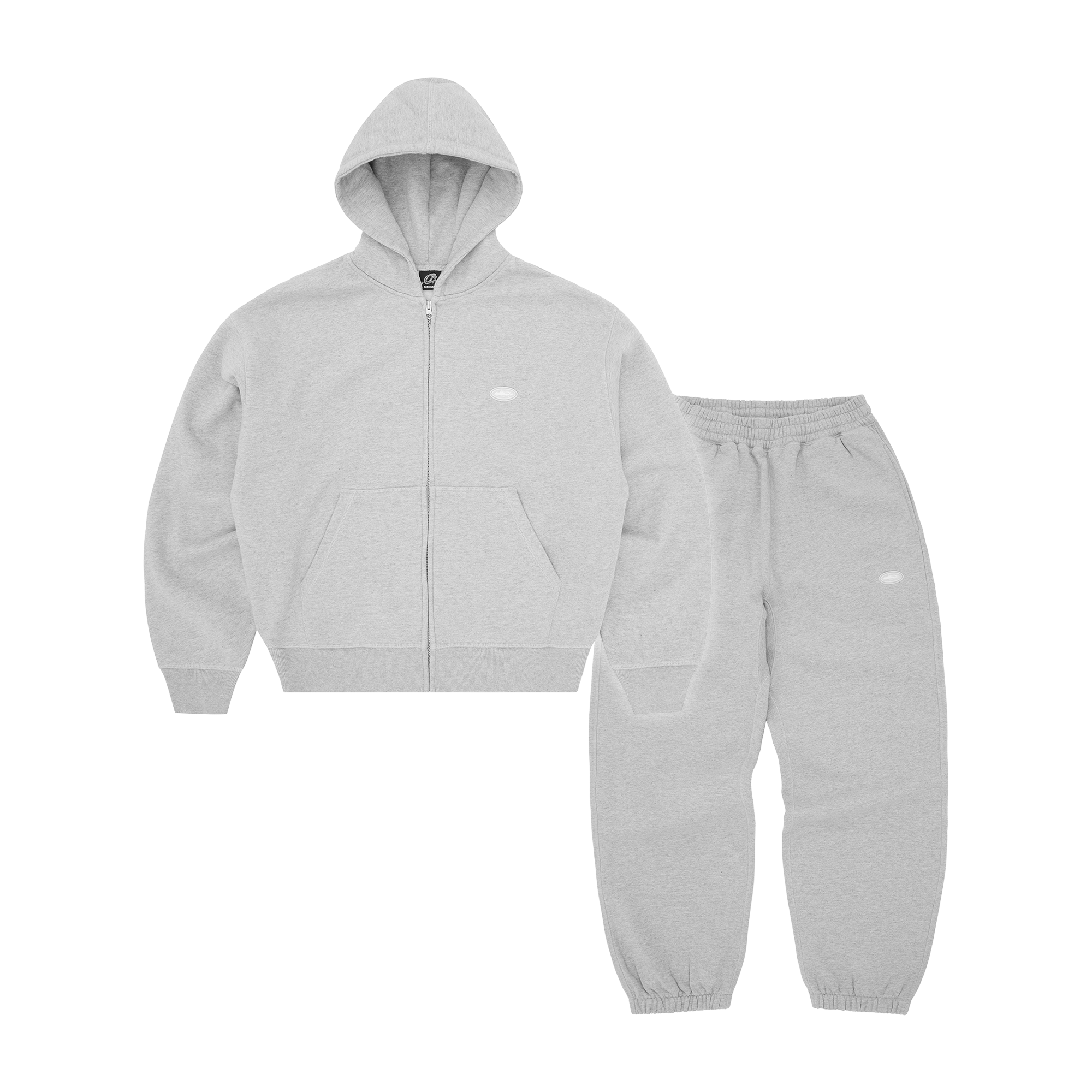 Corteiz Mini Island Hoodie Tracksuit - Heather Grey front view