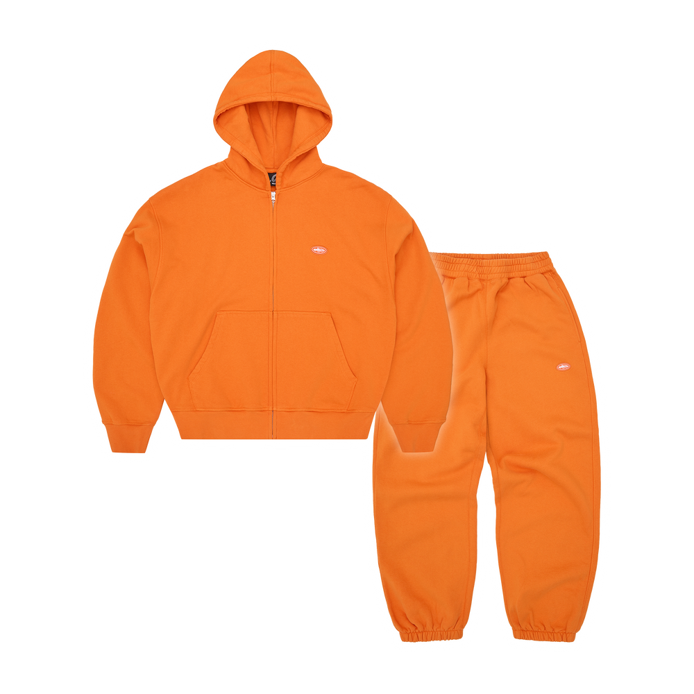 Corteiz Mini Island Hoodie Tracksuit - Orange front view