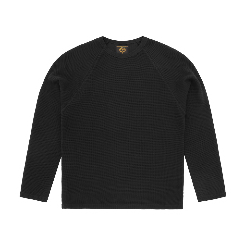 STAR RAGLAN WAFFLE THERMAL [BLACK] Hoodie alternate view