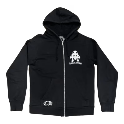 Chrome Hearts Triple Cross Logo Zip Up Hoodie back/alternate view