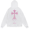 Chrome Hearts Pink Cross White Hoodie product image