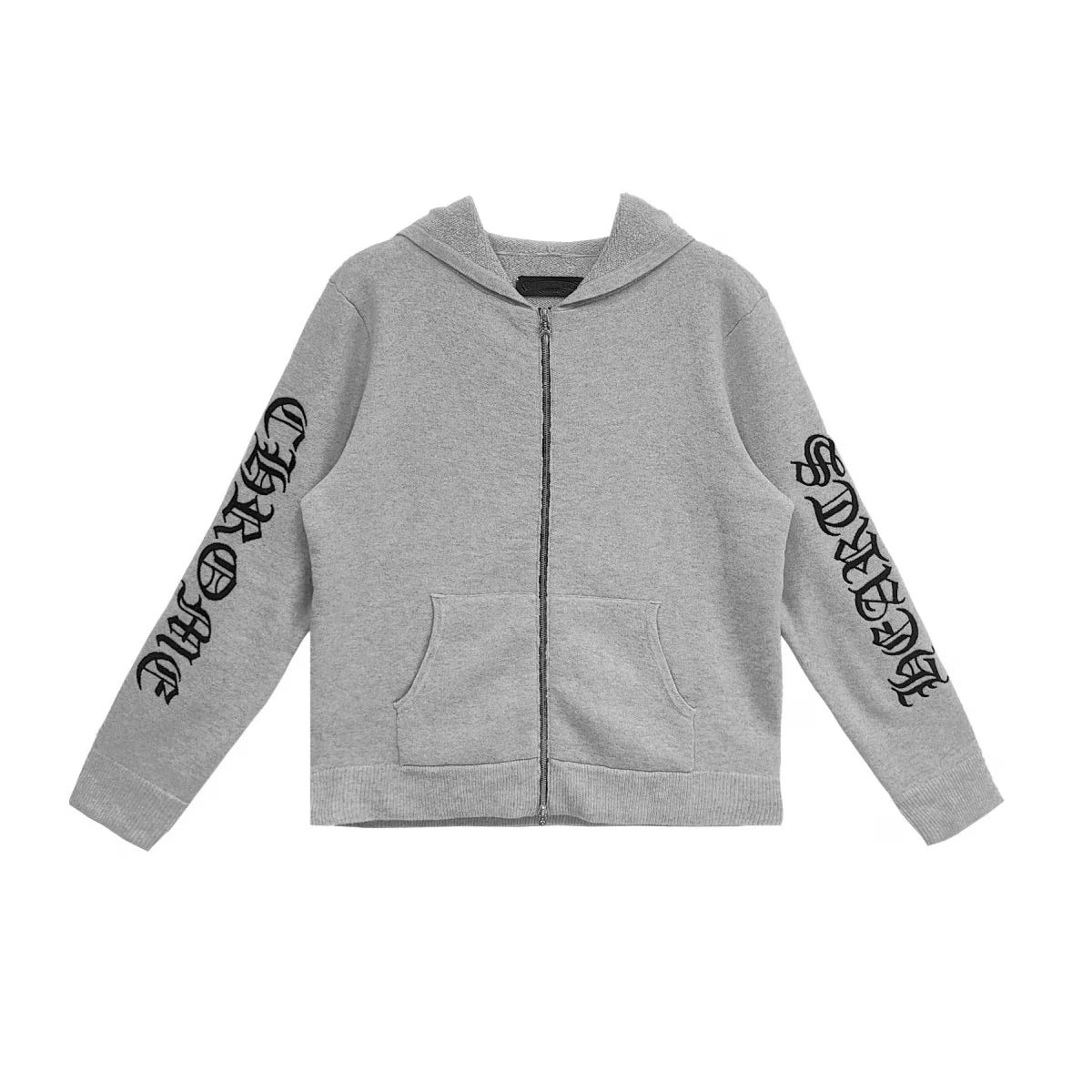 Chrome Hearts Zip Up Hoodie Cashmere Embroidered Grey product image