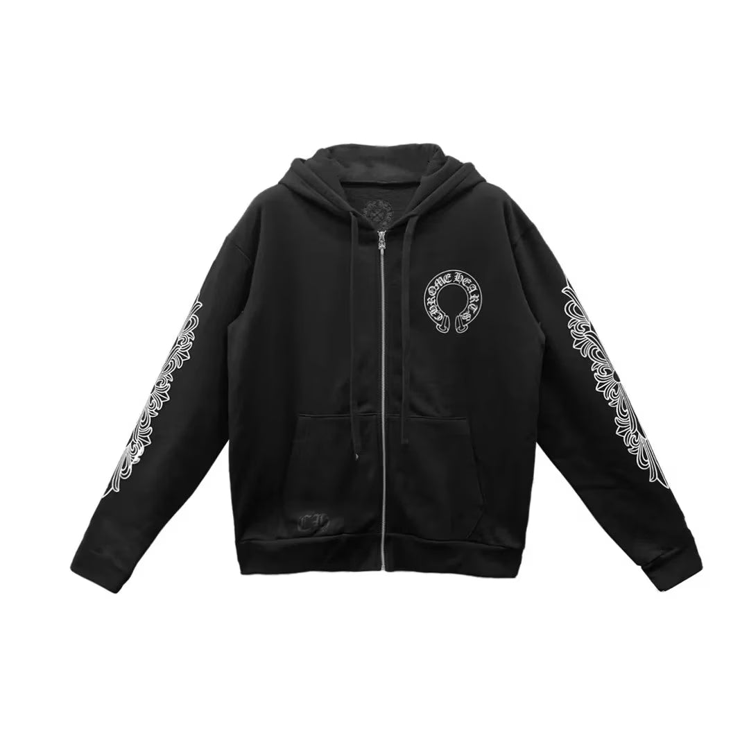 Chrome Hearts Zip Up Hoodie F**kyou Horseshoe Floral Sleeve product image