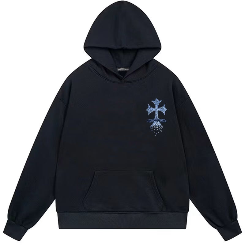 Chrome Hearts Blue Cross Black Hoodie back/alternate view