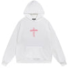 Chrome Hearts Pink Flame Cross White Hoodie back/alternate view