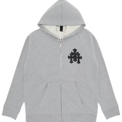 Chrome Hearts Triple Leather Cross Zip Up Hoodie product image