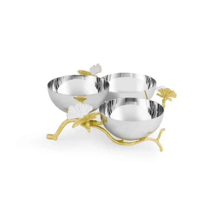 Butterfly Gingko Gold Triple Bowl