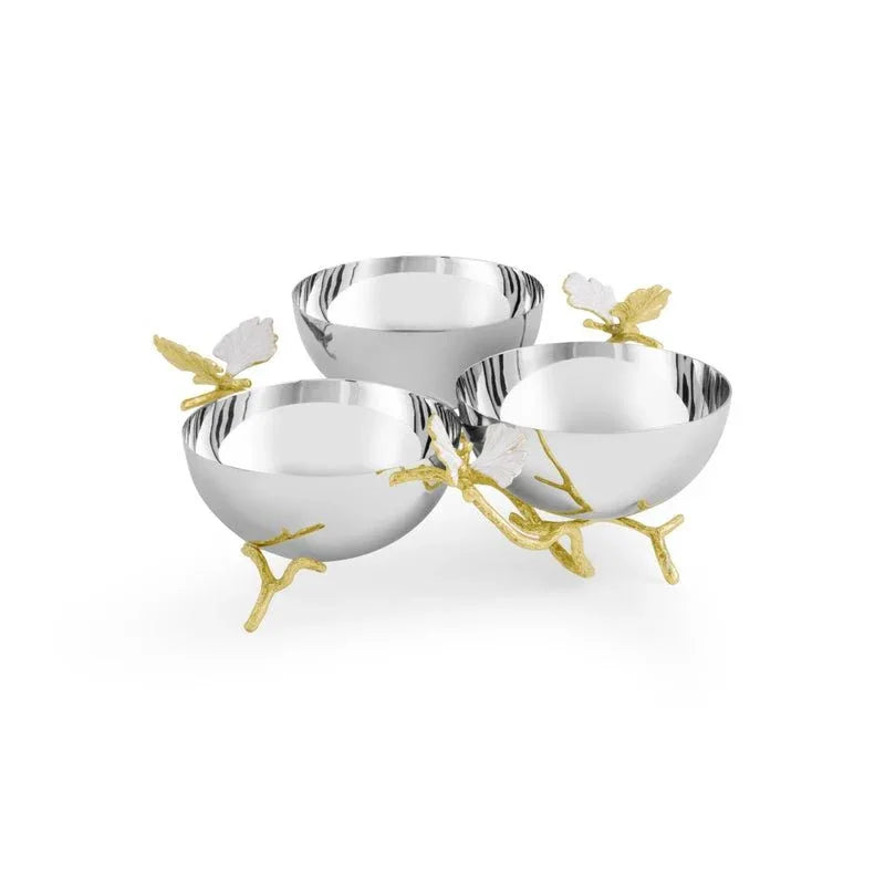 Butterfly Gingko Gold Triple Bowl