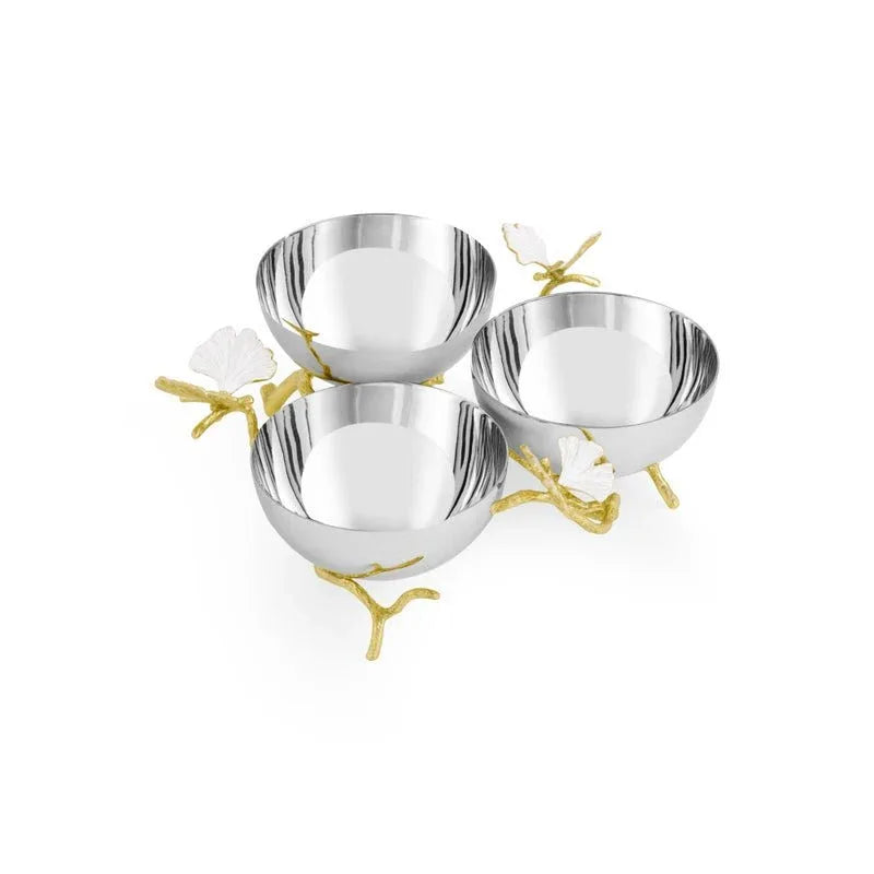 Butterfly Gingko Gold Triple Bowl