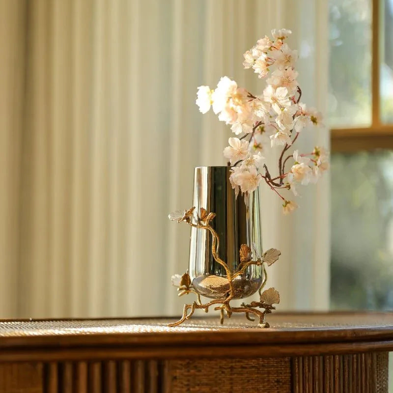 Butterfly Ginkgo Gold Vase