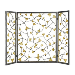 Golden Ginkgo Decorative Fireplace Screen