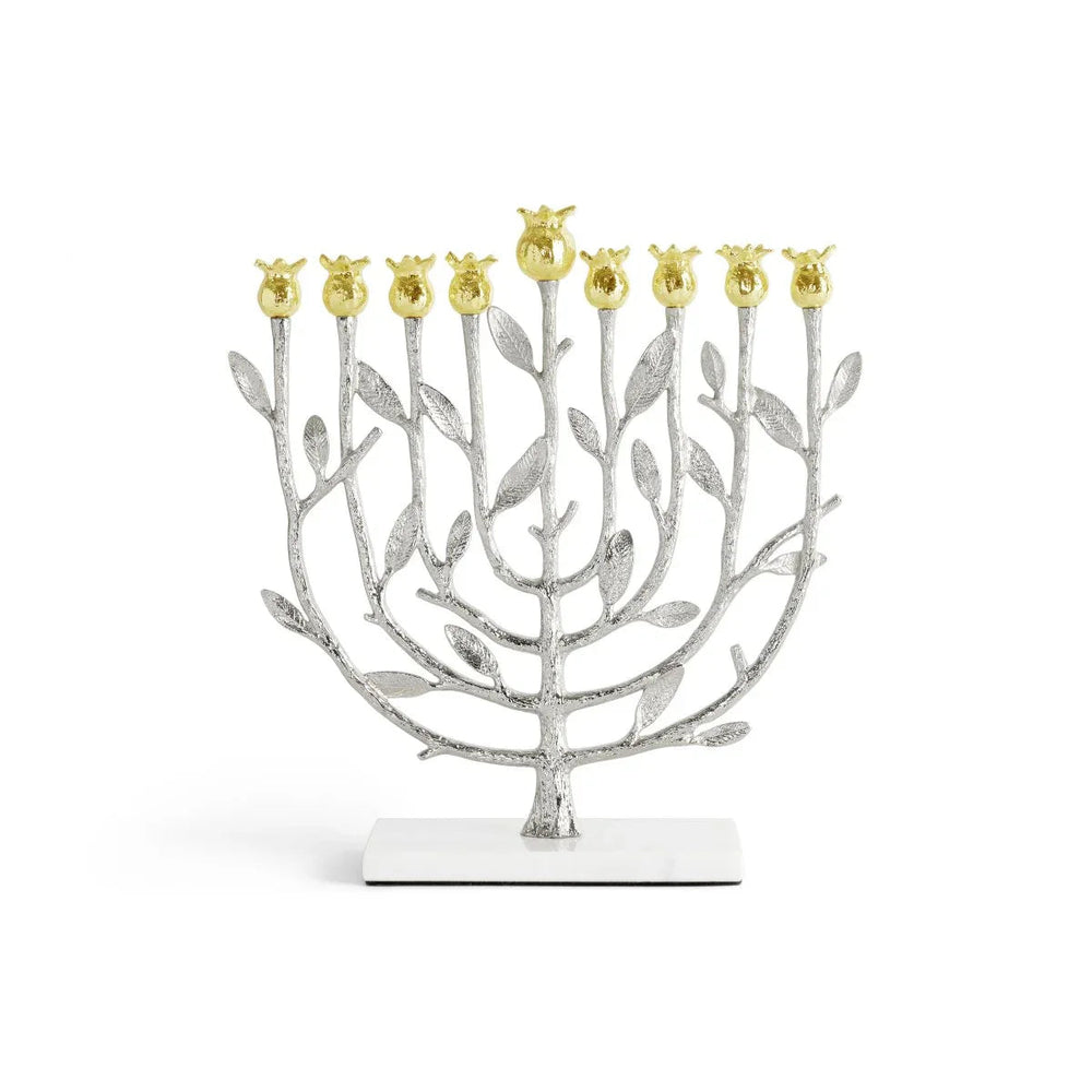 Pomegranate Silver & Gold Menorah