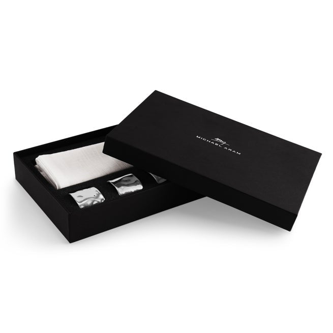 Reflective Gift Set - Napkin Rings and Napkins S/4