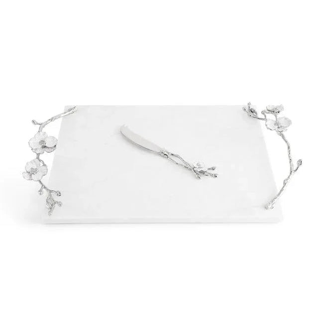 Silver Orchid Cheeseboard with Knife