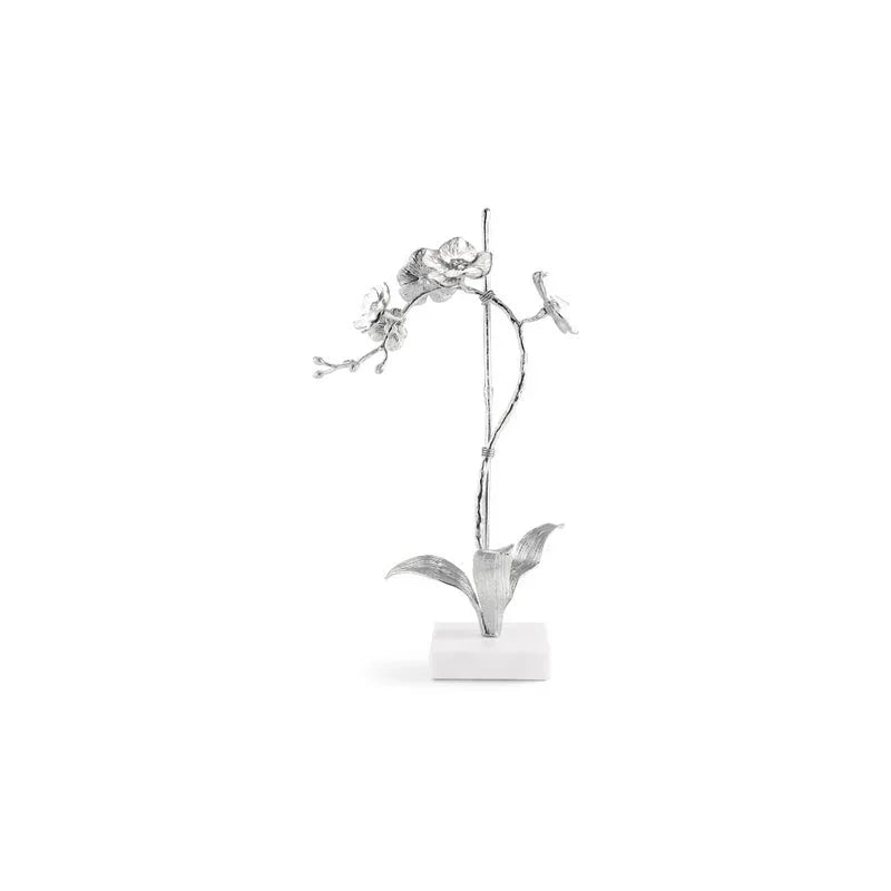 Silver Orchid Stem Sculpture Small